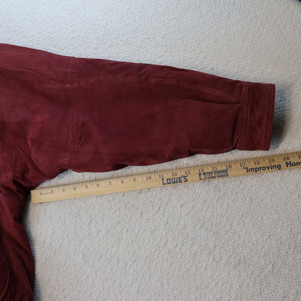 Ash Creek Trading Mens 2X Leather Bomber Jacket Burgundy Suede Western Zip Front - Picture 3 of 7